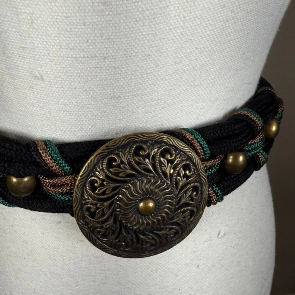 Brass Belt‎ Buckle on Rope Belt